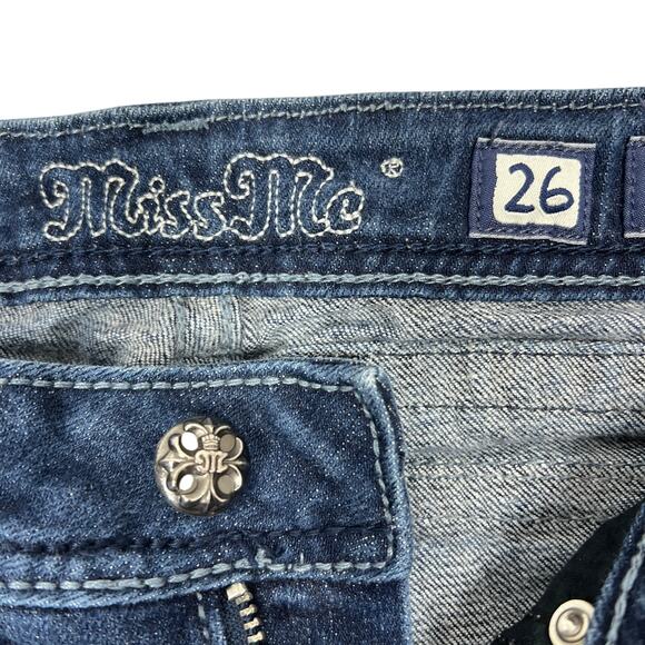 Miss Me Y2K Low-Rise Bootcut Jeans 26" Stretch Denim Flap Pockets Western Rodeo - Picture 14 of 15